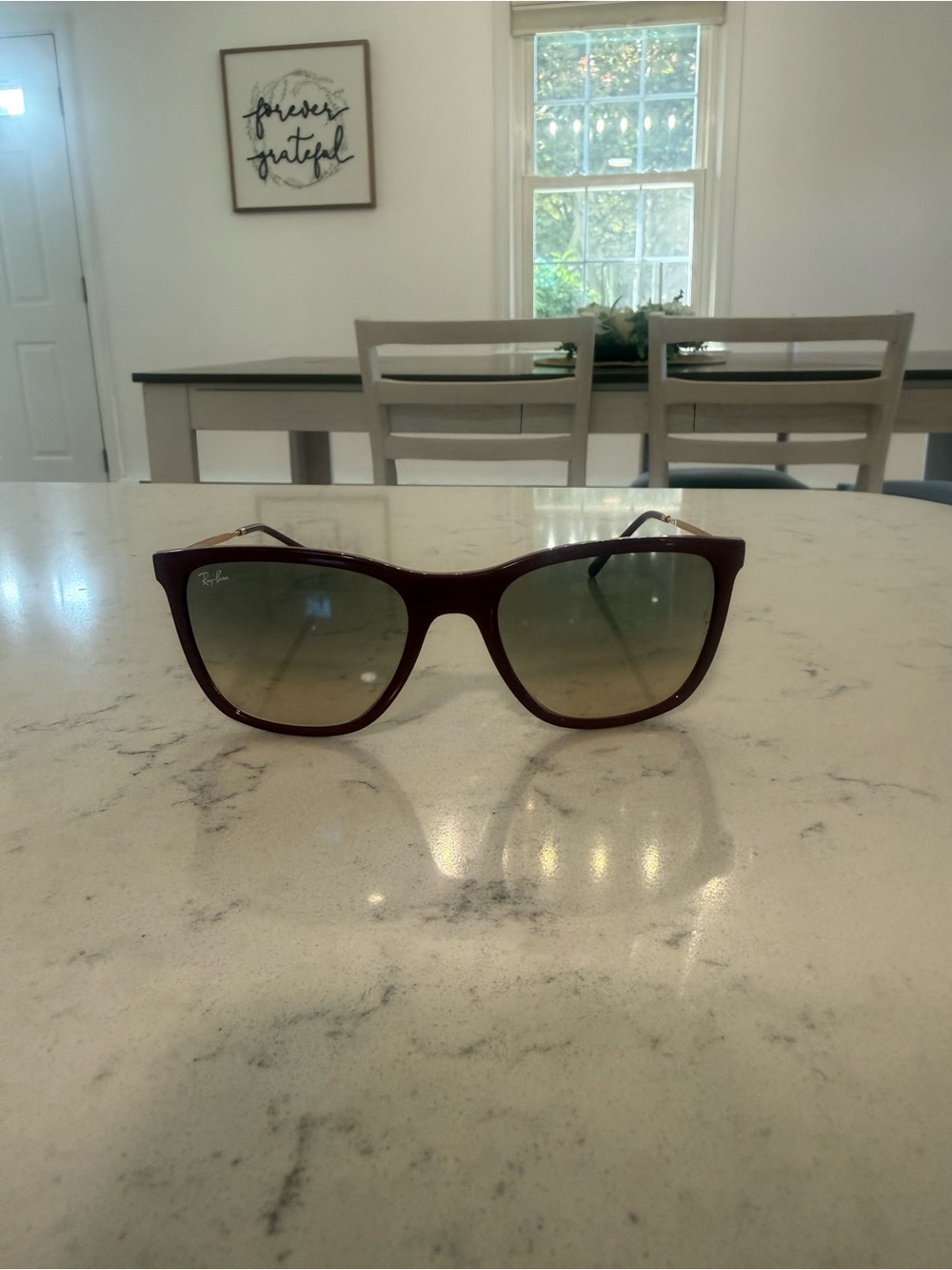 Ray-Ban Burgundy/wine Frame Sunglasses with Green Gradient Lenses